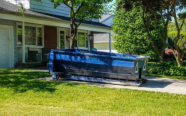 residential dumpsters can be placed on a driveway or lawn, but safety measures ought to be taken to avoid damage to the property