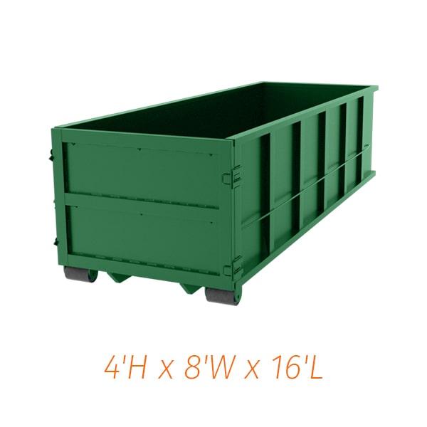 15-yard dumpsters have a capacity of 15 cubic yards of waste